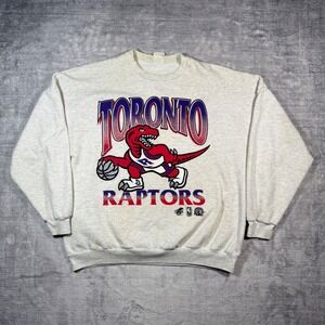 Toronto Raptors Sweatshirt Mens XL Grey Vintage 90s Ravens Athletic NBA Crewneck